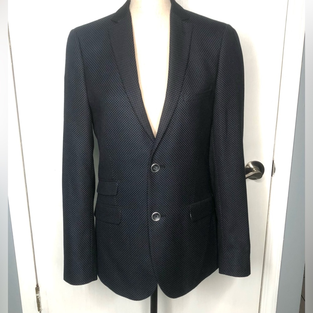 Men’s Paisley & Grey blazer Two Button Front Slim- fit Sz 36R Black